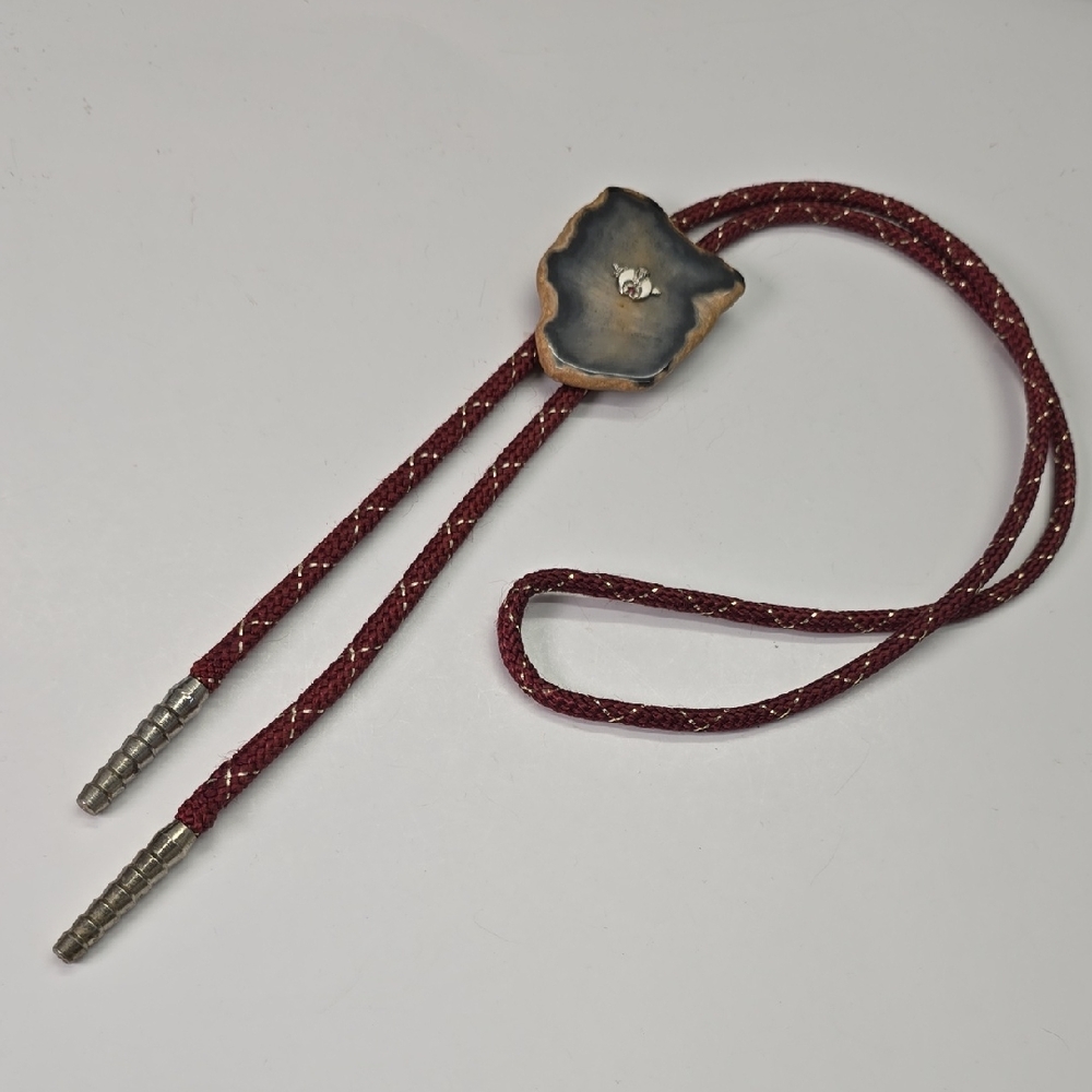 Vintage Imperial Jasper Bolo Tie with Silver Tips